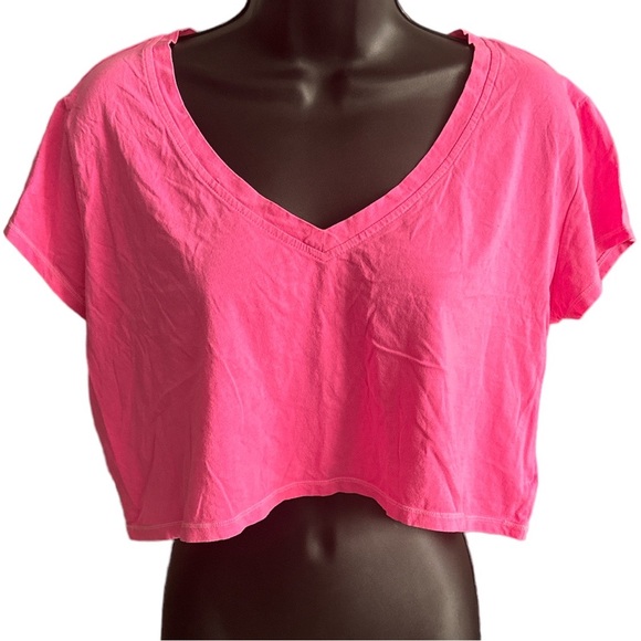 FOREVER 21 Neon/Hot Pink Cropped Tee - Picture 5 of 7